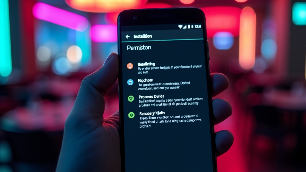 Οθόνη Android με άδειες εγκατάστασης της Pistolo Εφαρμογής